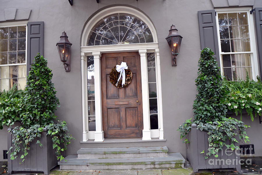 Charleston South Carolina Victorian Homes - Charleston French Quarter Doors Photograph by Kathy Fornal