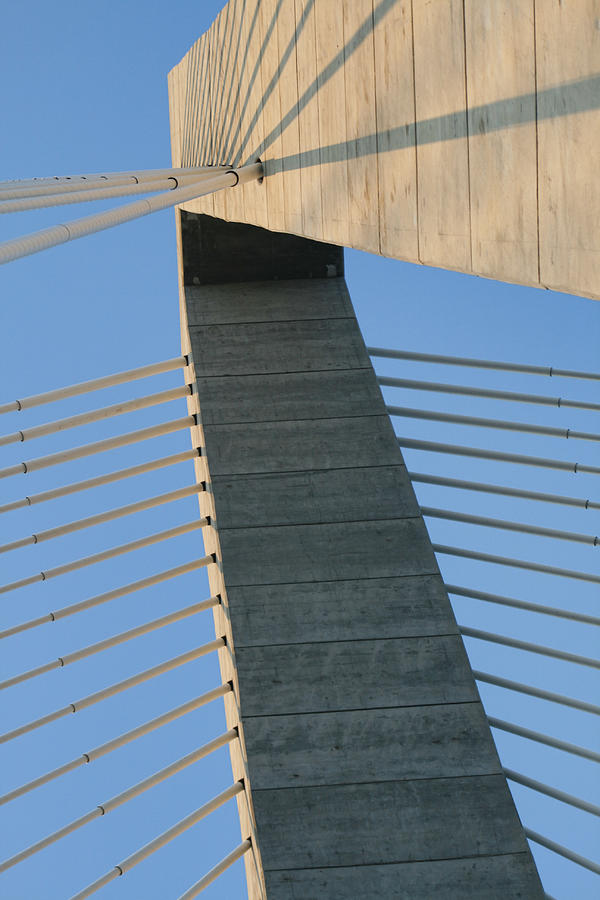Charlestons Cable Bridge Geometric Abstract Photograph by Kathy Clark