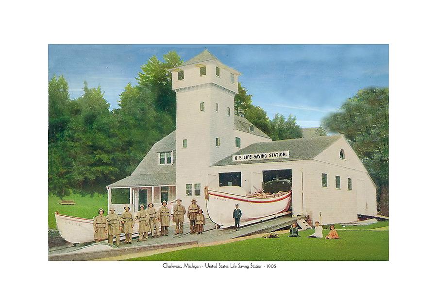 Charlevoix Michigan - United States Lifesaving Station - 1905 Digital Art by John Madison