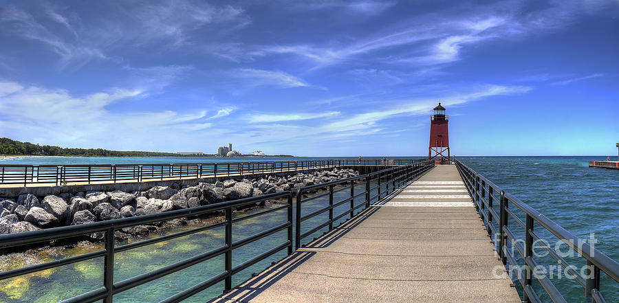 Lake Michigan Photograph - Charlevoix Pier and Lighthouse by Twenty Two North Photography