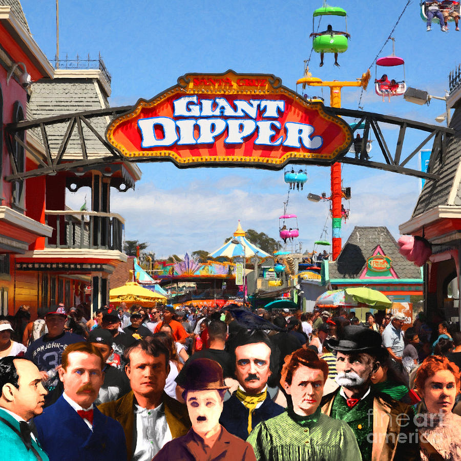 Charlie and Friends Cannot Decide Between The Giant Dipper The Sky Gliders Or The Side Shows sq v2 Photograph by Wingsdomain Art and Photography