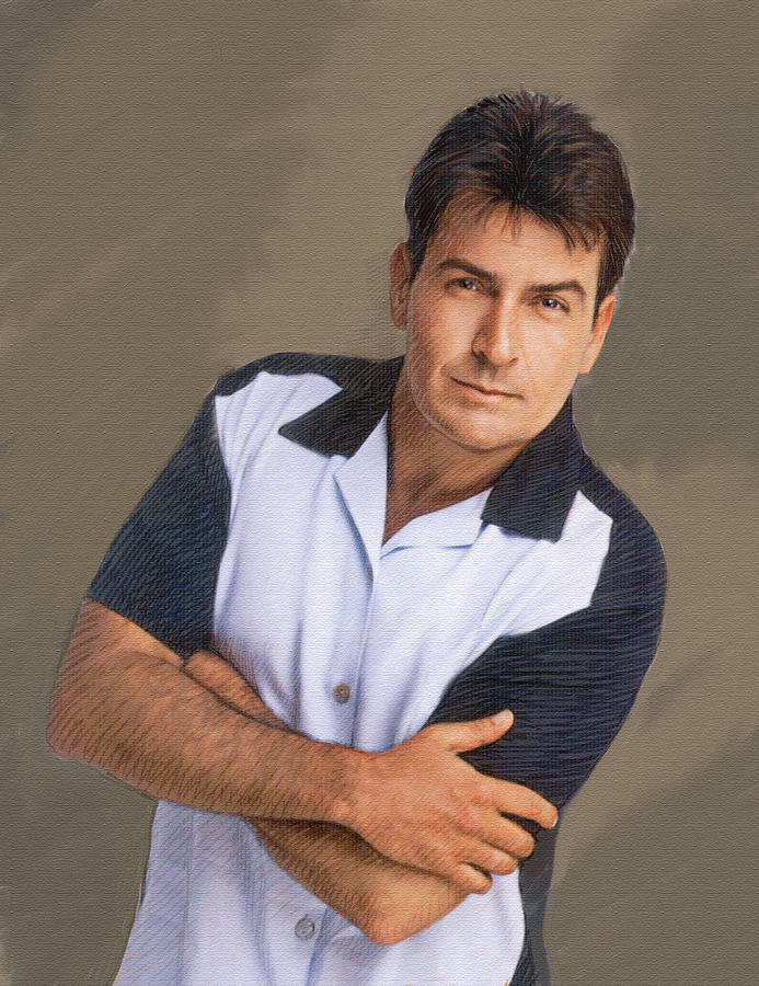 Charlie Sheen Painting by Dominique Amendola