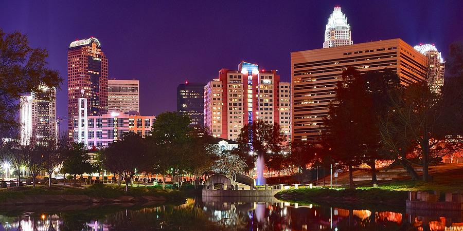 Charlotte Photograph - Charlotte Night Panoramic  by Frozen in Time Fine Art Photography