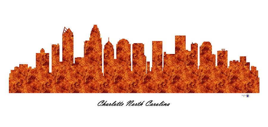Charlotte North Carolina Raging Fire Skyline Digital Art by Gregory Murray