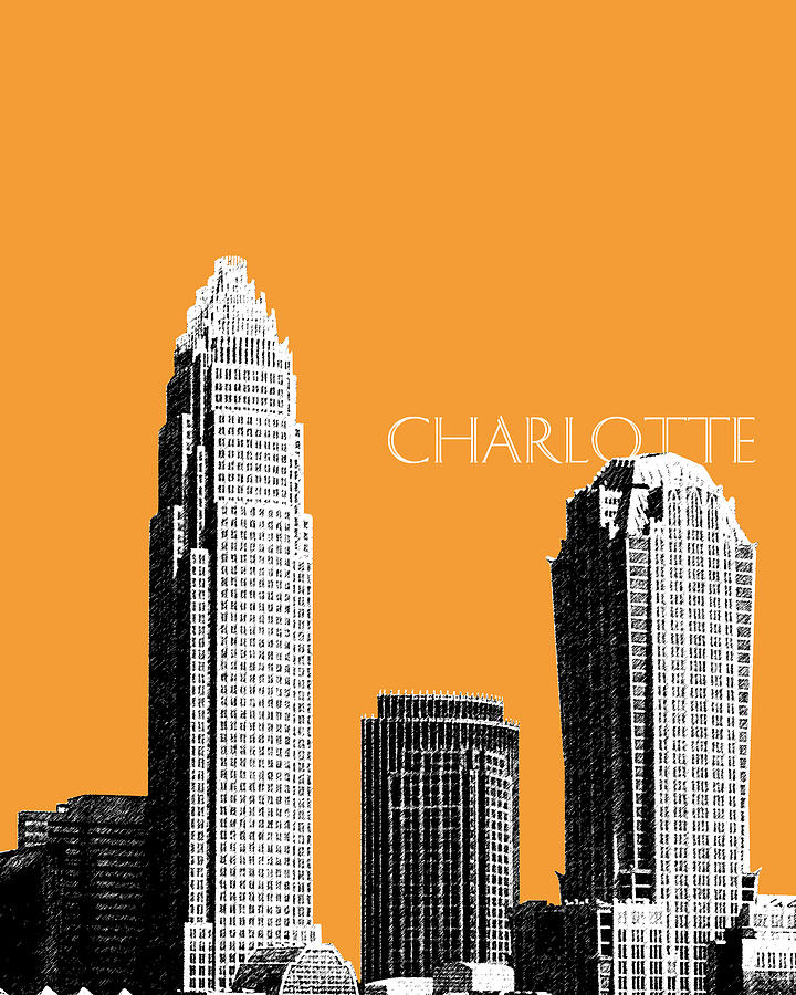 Charlotte Skyline 2 - Orange Digital Art by DB Artist - Fine Art America