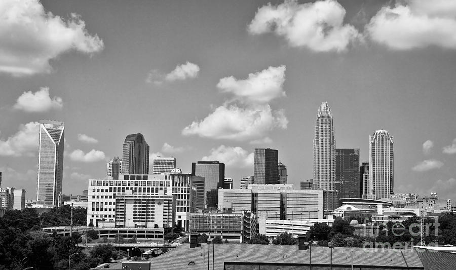 Charlotte Skyline in Black and White Photograph by Jill Lang