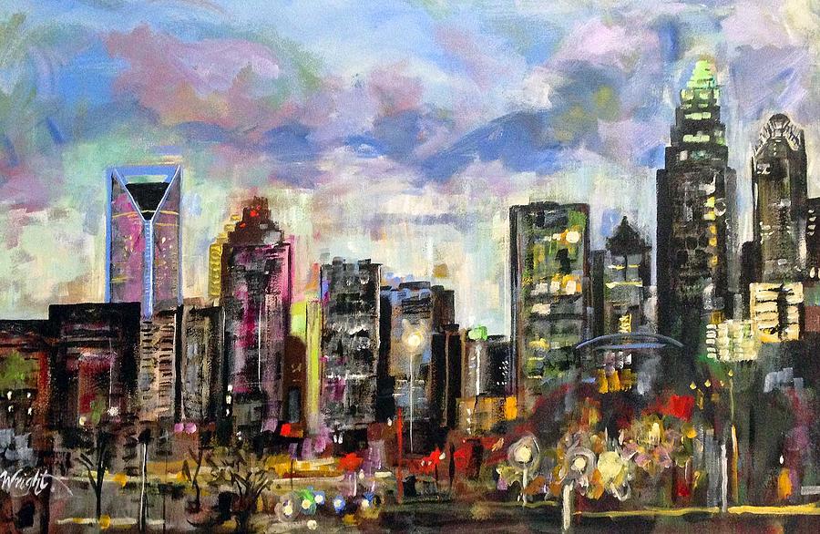 Landscape Painting - Charlotte Skyline by Molly Wright