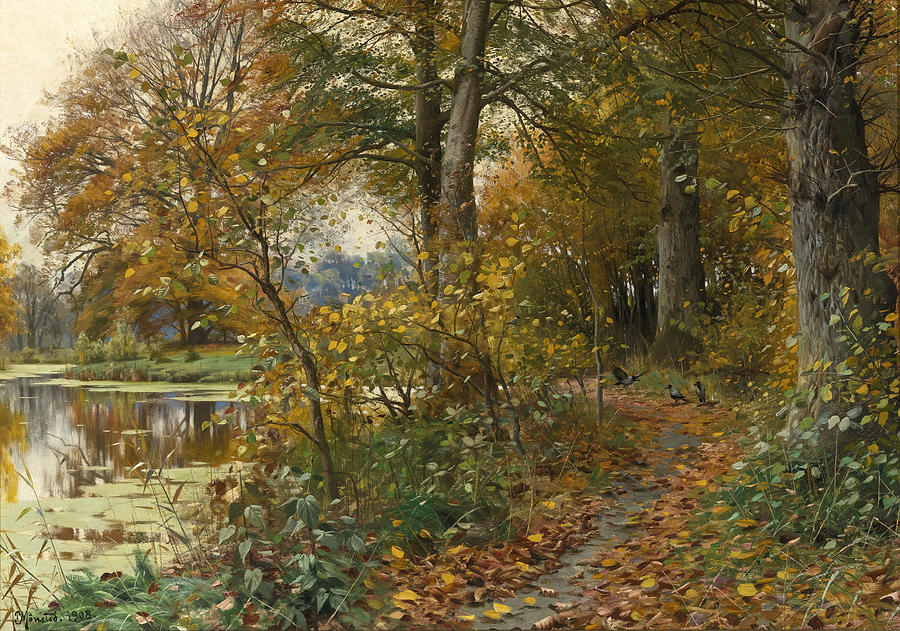 Tree Painting - Charlottendun Forest by Peder Mork Monsted