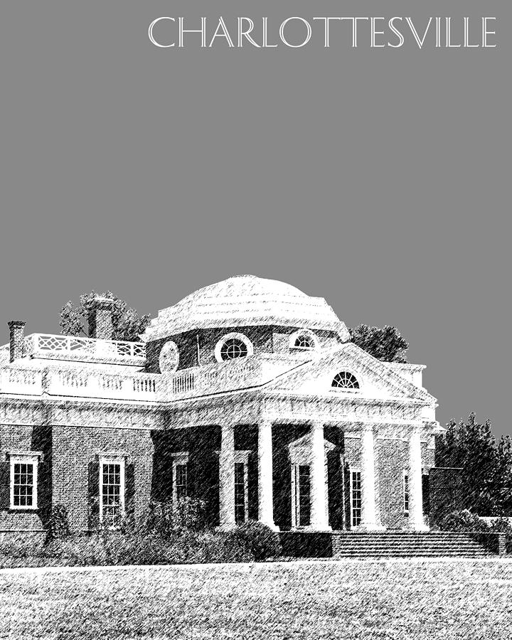 Thomas Jefferson Digital Art - Charlottesville Skyline Monticello - Pewter by DB Artist
