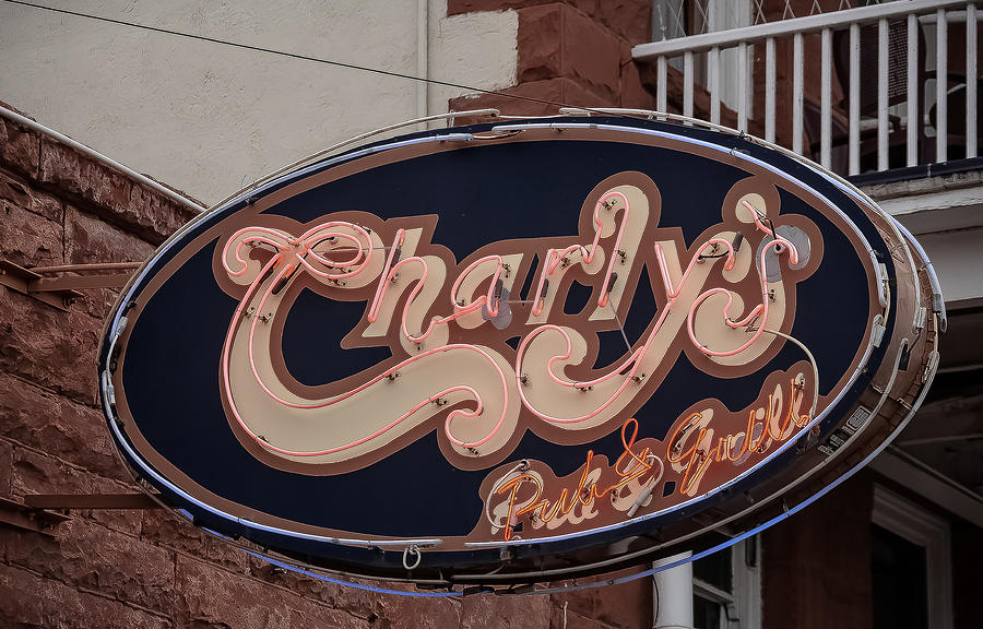 Sign Photograph - Charlys Flagstaff by Steven Lapkin