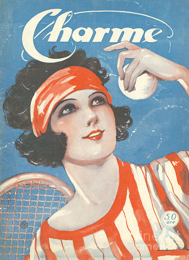 Sports Drawing - Charm 1924 1920s Usa Tennis Magazines by The Advertising Archives
