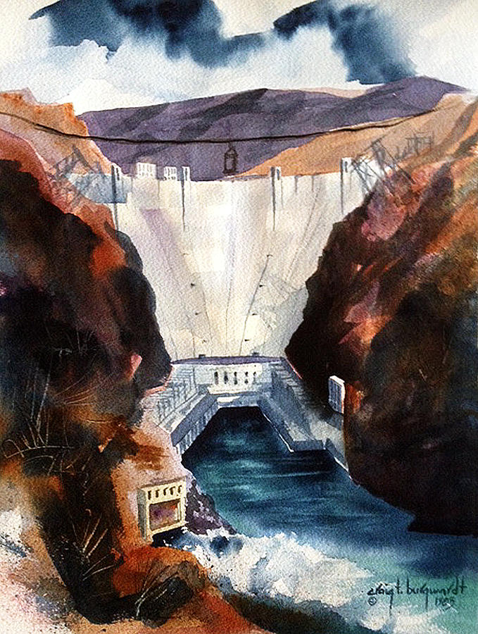 Chars Hoover Dam Painting by Craig Burgwardt