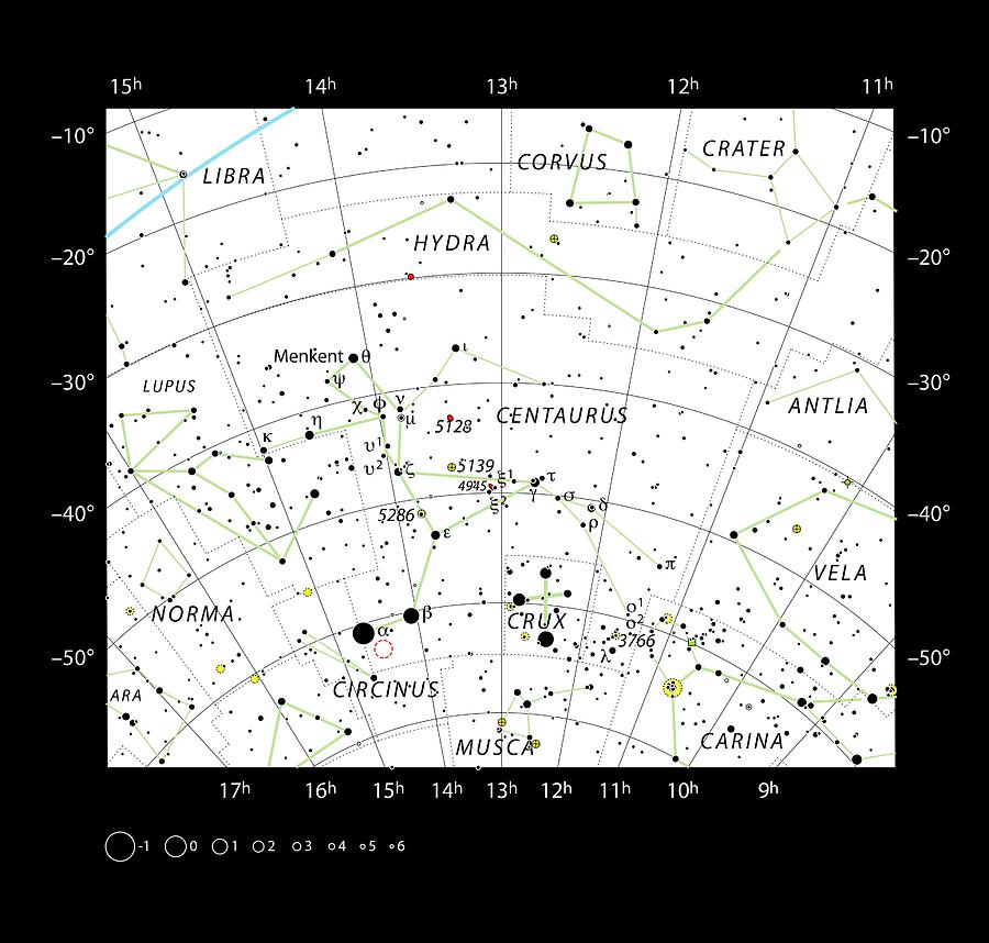 Chart Of The Constellation Centaurus Photograph by European Southern Observatory/science Photo Library