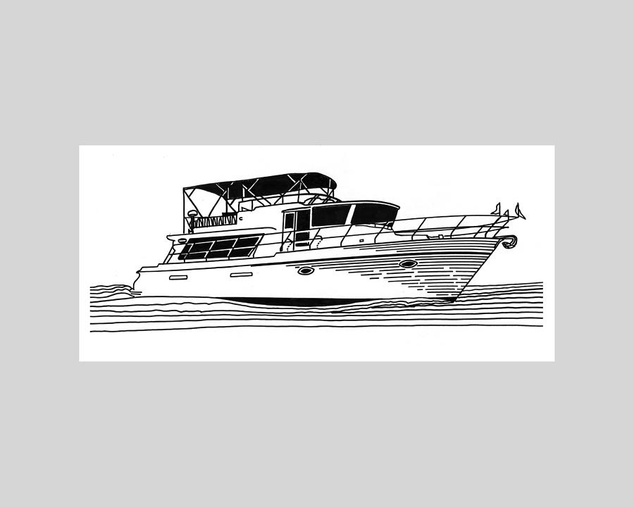 Charter yacht Drawing by Jack Pumphrey - Fine Art America