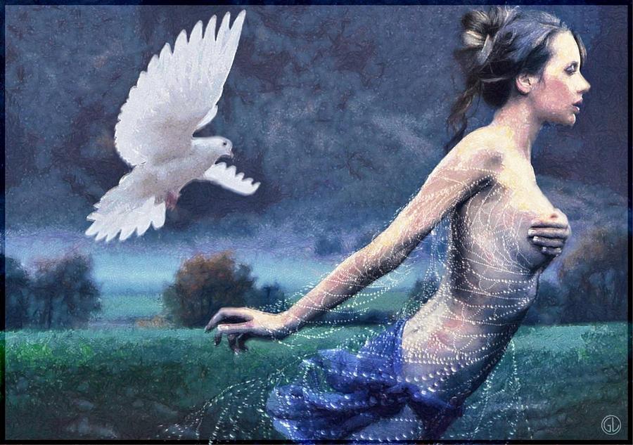 Dove Digital Art - Chased by purity by Gun Legler