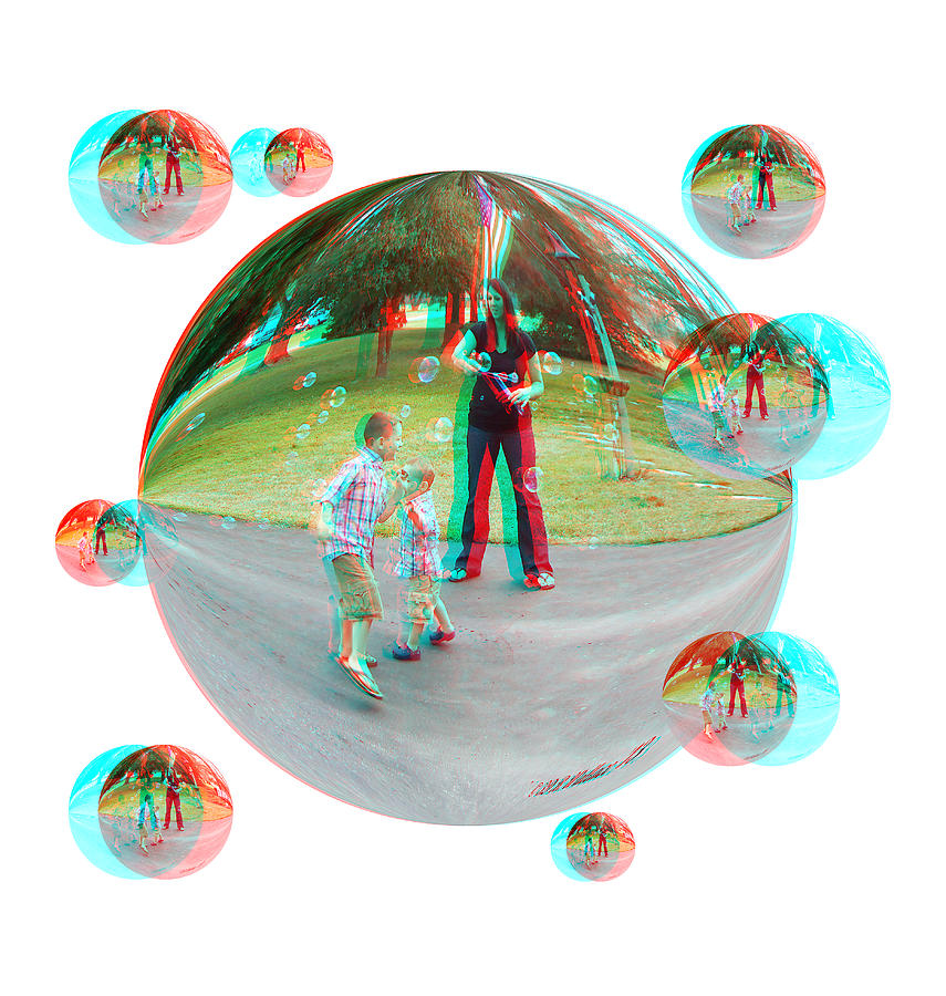 Chasing Bubbles - Red/Cyan Filtered 3D Glasses Required Photograph by Brian Wallace