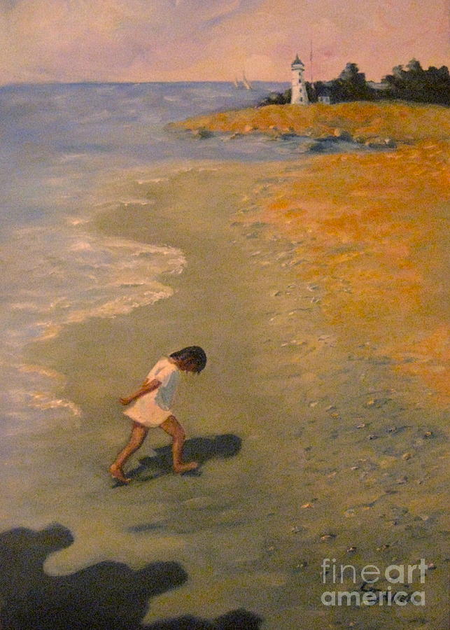 Beach Painting - Chasing Shadows - 2 by Gretchen Allen