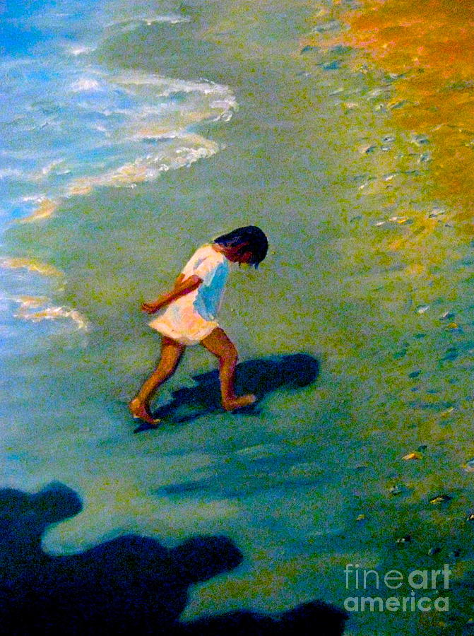 Little Girl Painting - Chasing Shadows-3 by Gretchen Allen