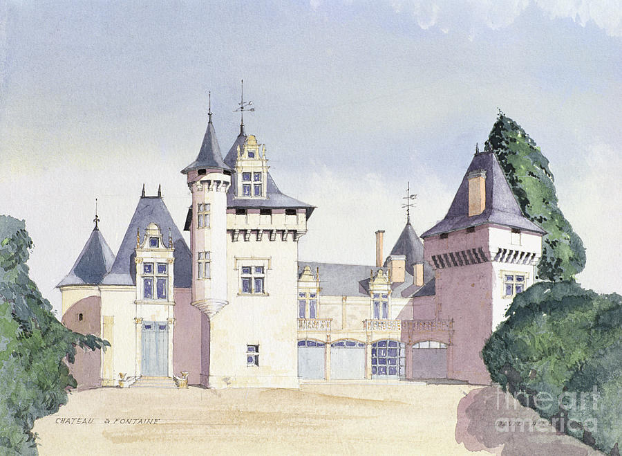 Brick Painting - Chateau a Fontaine by David Herbert