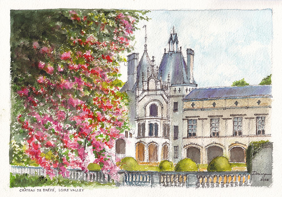 Chateau Breze in the Loire Valley of central France Painting by Dai Wynn