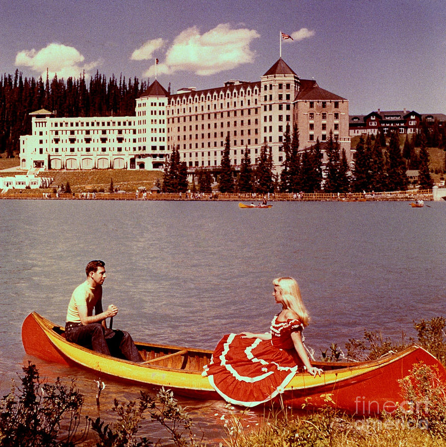 Banff National Park Photograph - Chateau Lake Louise 1960s Now the Fairmont Hotel by Linda Rae Cuthbertson