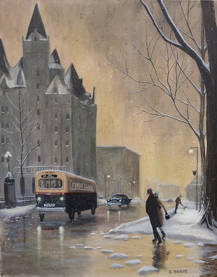 Chateau Laurier Evening Painting by Dave Rheaume