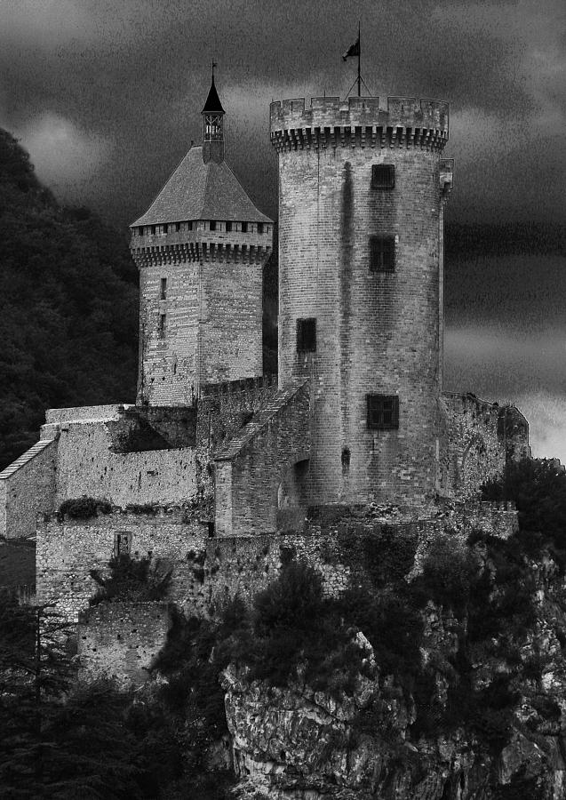 Chateau Tower Monochrome Photograph by John Topman