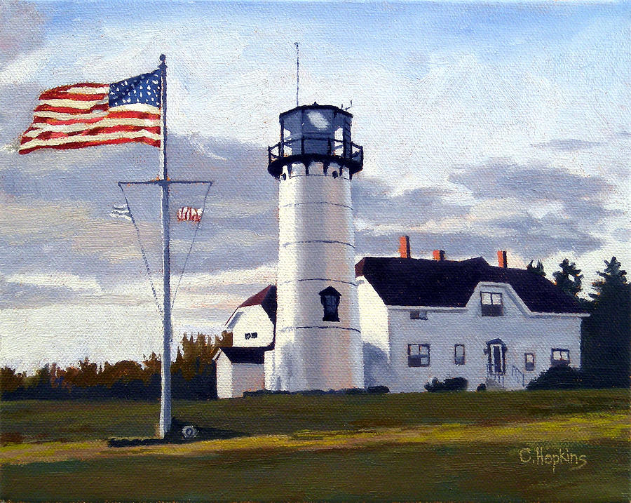 Shell Painting - Chatham Lighthouse Cape Cod Massachusetts by Christine Hopkins