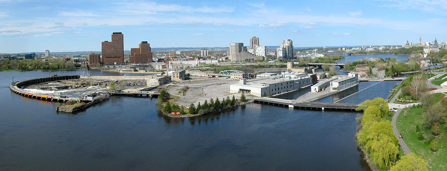 Waterfall Photograph - Chaudiere Falls Aerial Panorama by Rob Huntley