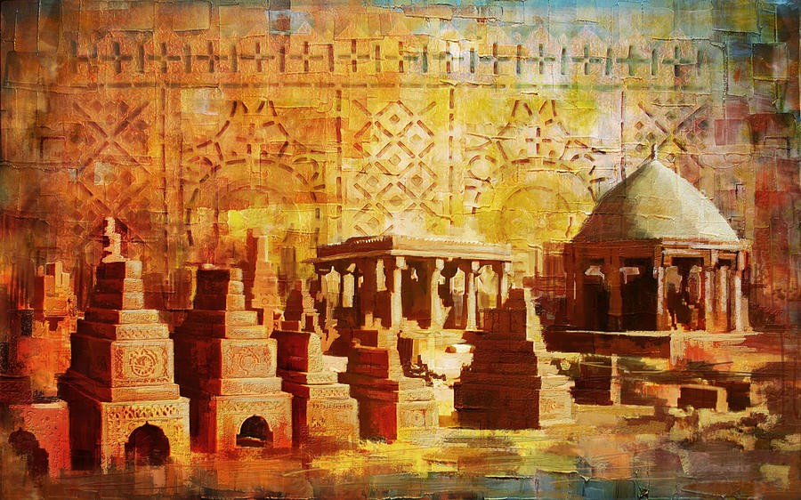 Chaukhandi tombs Painting by Catf