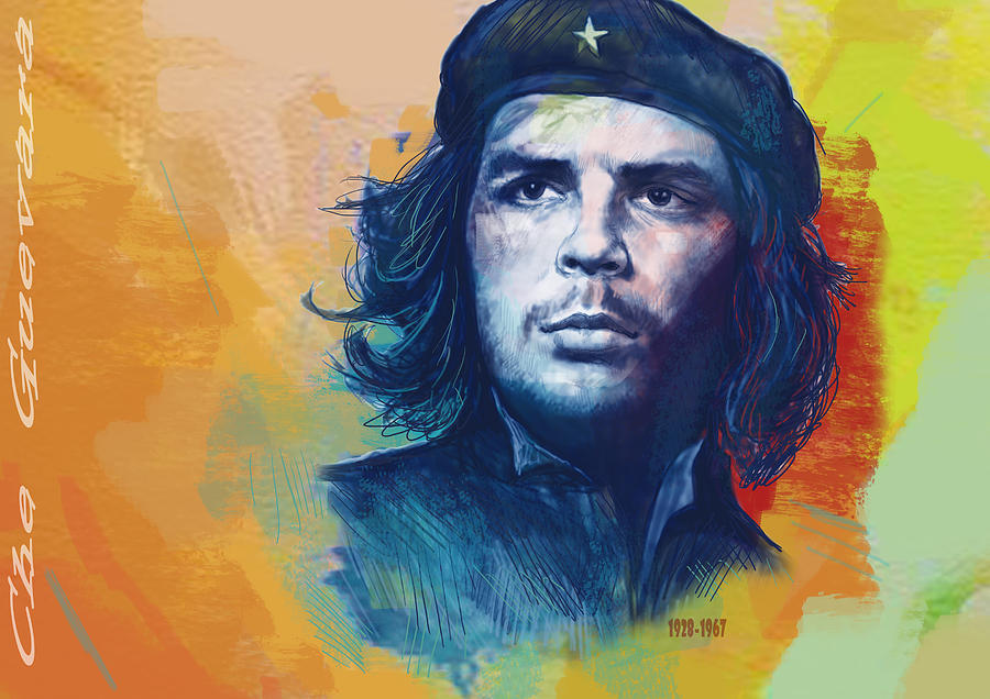 Portrait Drawing - Che Guevara Stylised modern drawing art sketch by Kim Wang