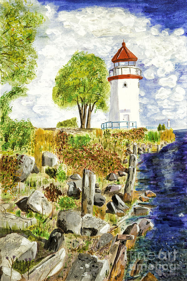 Cheboygan Lighthouse Painting by Timothy Hacker