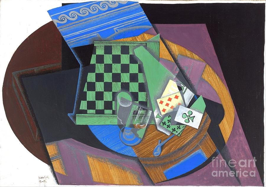 Checkerboard and playing cards Painting by Thea Recuerdo