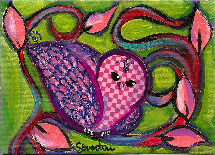 Checkers Birdy Painting by Shelley Overton