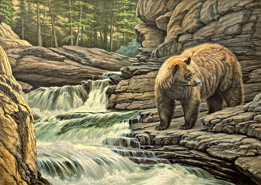 Wildlife Painting - Checking Downstream       by Paul Krapf