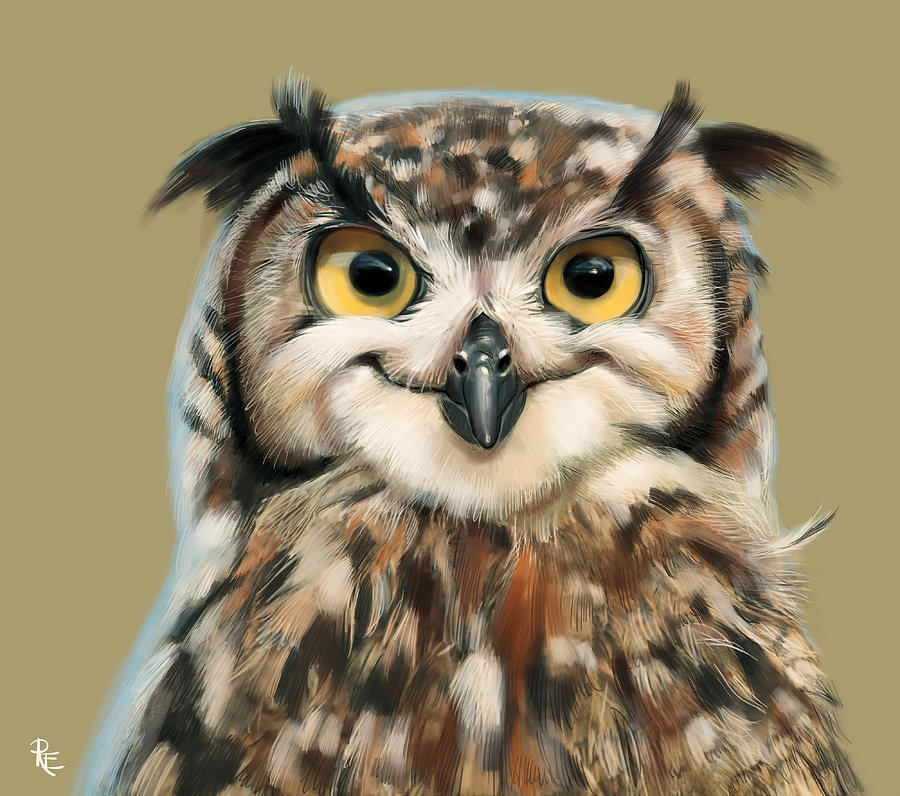 Cheeky Owl Painting by Arie Van der Wijst