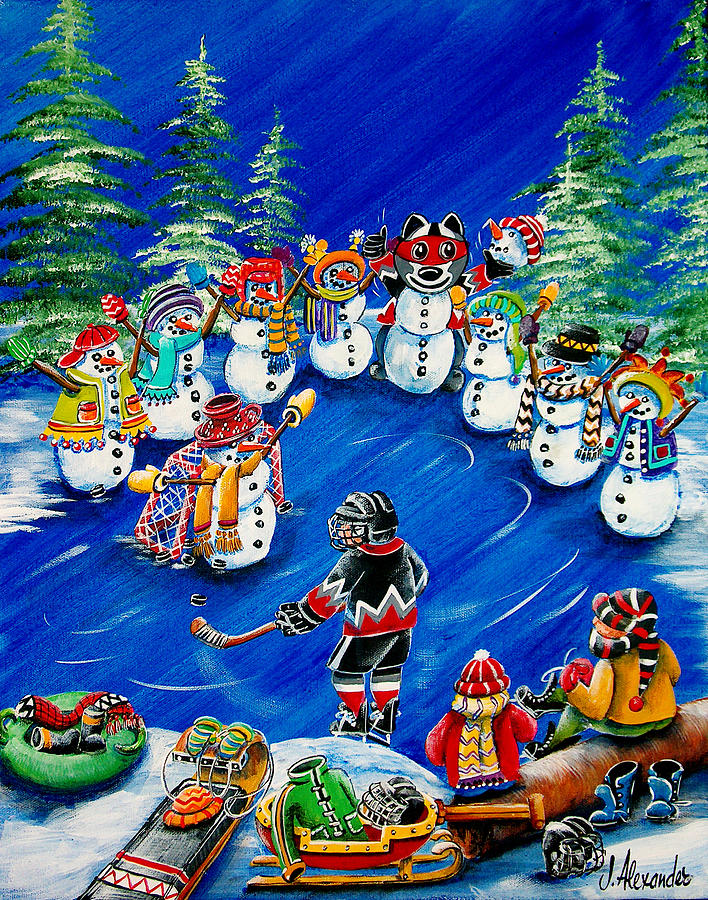 Hockey Painting - Cheering Section by Jill Alexander