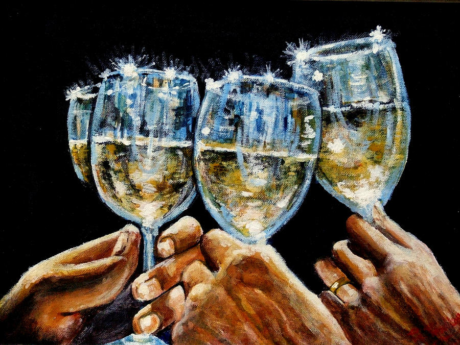 Cheers with White Wine Painting by Mackenzie Moulton