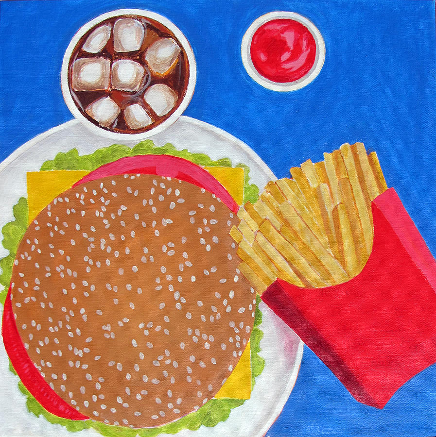 Cheeseburger Painting - Cheeseburger by Toni Silber-Delerive