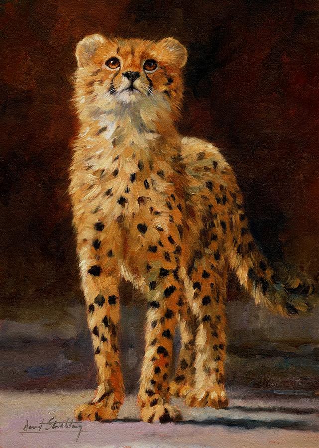 Animal Painting - Cheetah Cub by David Stribbling