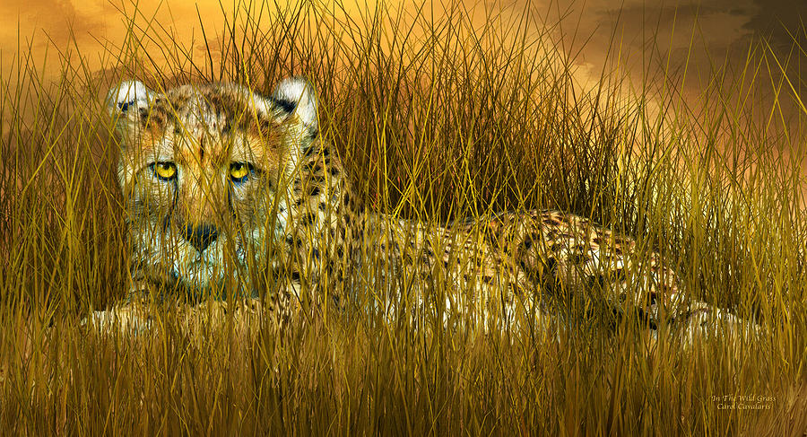 Cheetah Mixed Media - Cheetah - In The Wild Grass by Carol Cavalaris