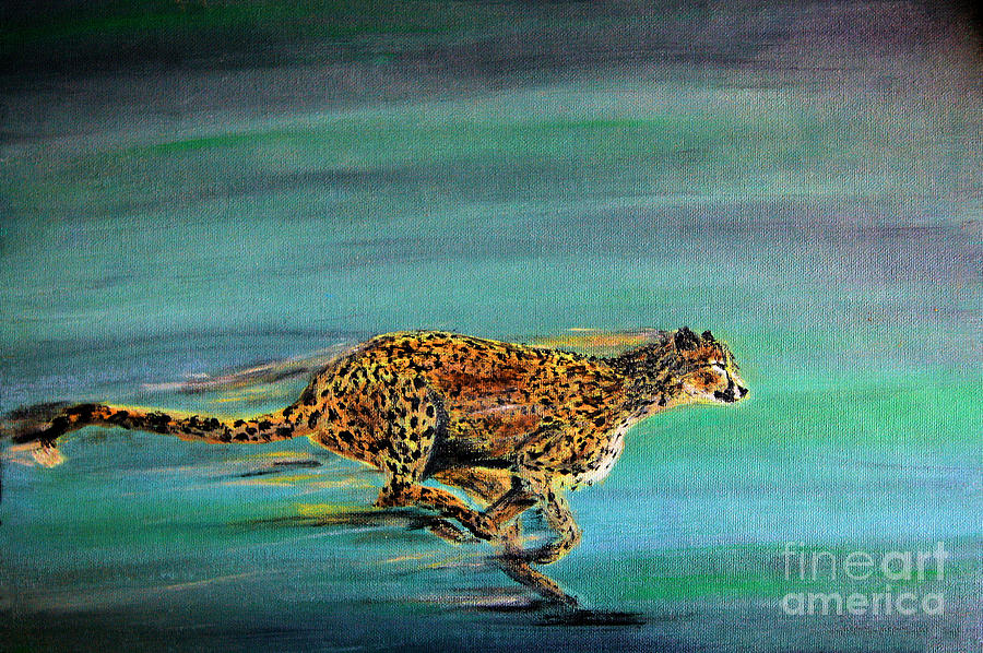 Cheetah Run Painting by Nick Gustafson