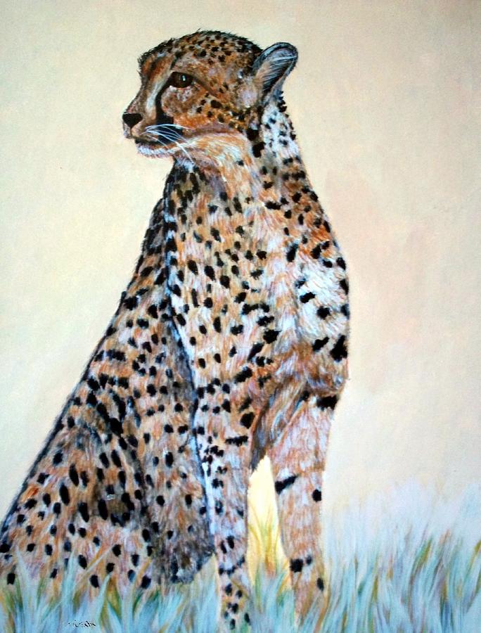 Wildlife Painting - Cheetah by Teresa  Peterson