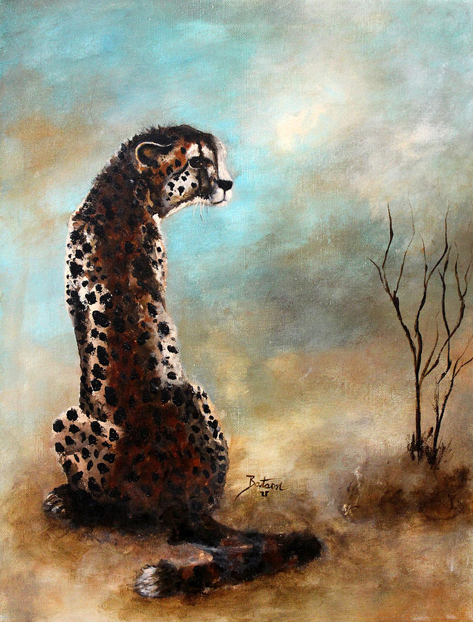 Cheetah - The Guardian Painting by Barbie Batson