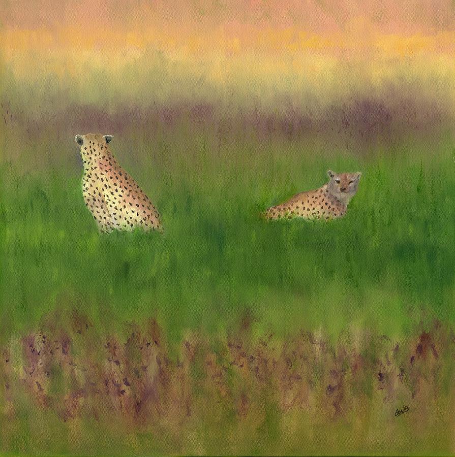 Cheetahs at Rest Painting by Deborah Butts