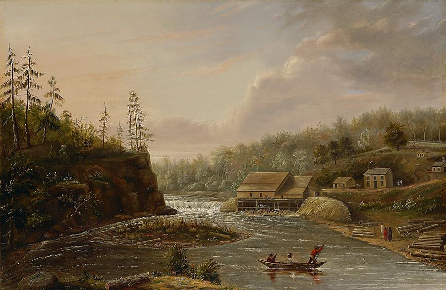 Landscape Painting - Cheevers Mill on the St. Croix River by Henry Lewis