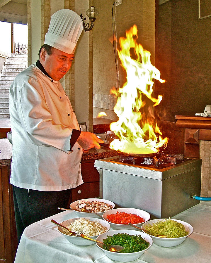 Chef Making Omelette at Dalyan Resort-Turkey Photograph by Ruth Hager