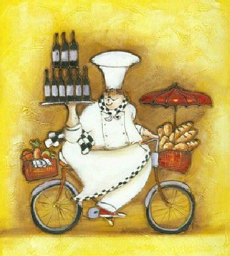 Chef On The Bike-1 Painting by Marine Woods - Fine Art America
