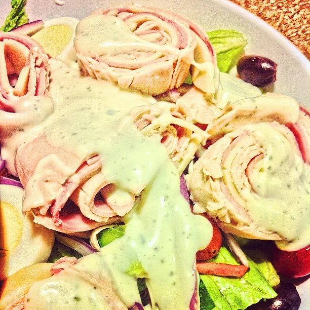 Turkey Photograph - #chefsalad #olives #lettuce #ham by Artondra Hall