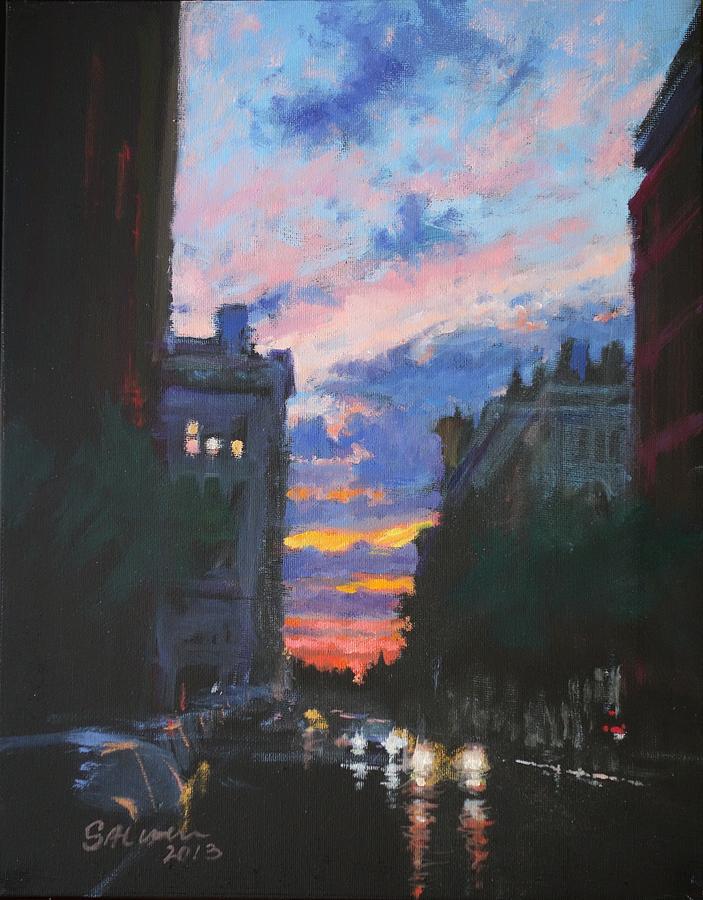 Chelsea - Sunset after a Storm Painting by Peter Salwen